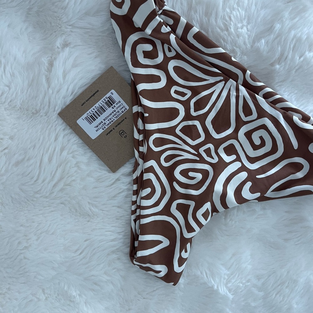 Stone Fox Swim Brown and White Bikini Bottom - Picture 2 of 4